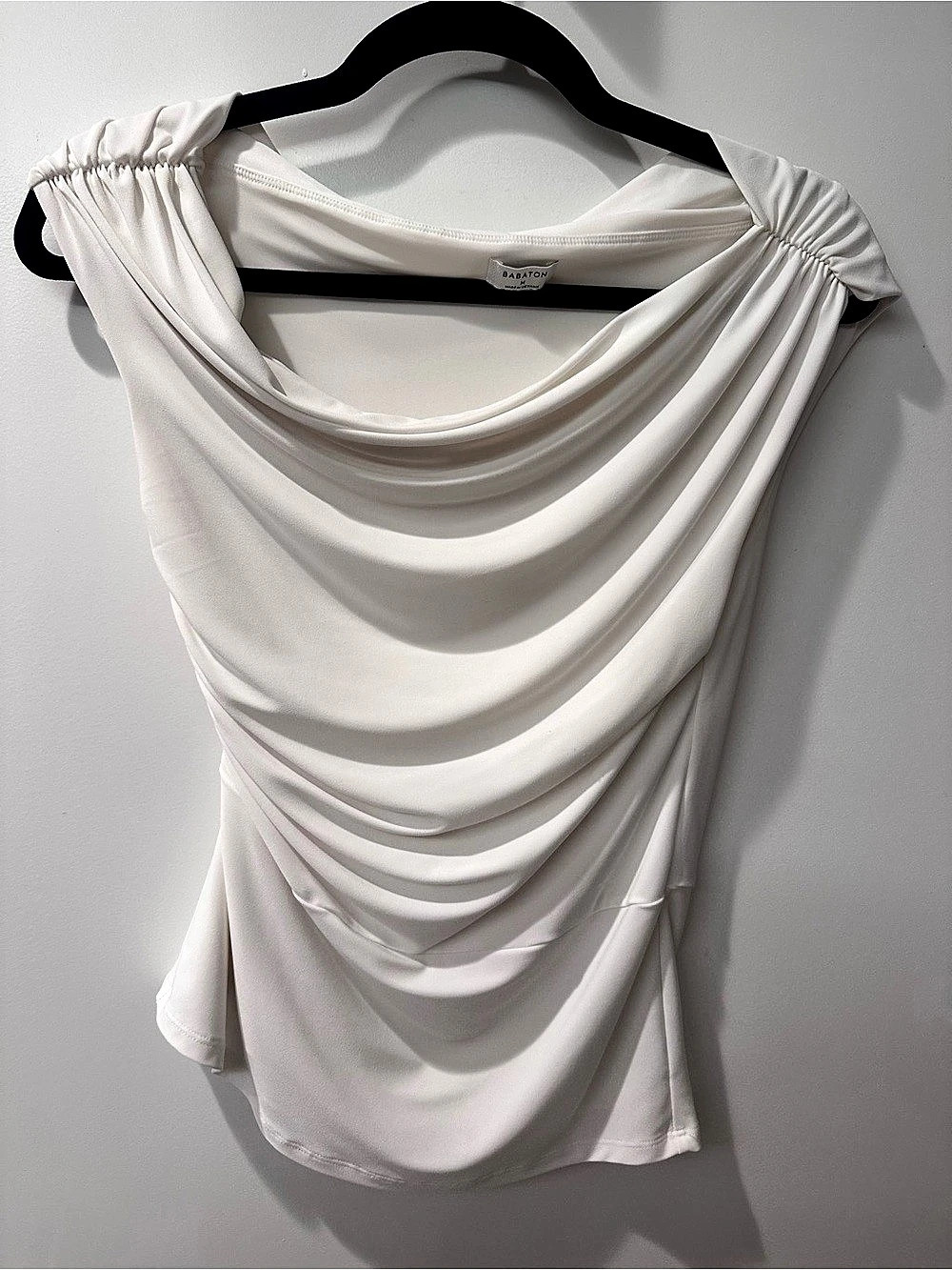 Babaton Gallery Top Draped Cowl Neck in White